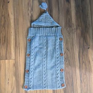 Gray knit swaddle warm newborn blanket